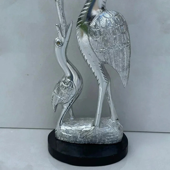 Vintage Collection White Metal Pair Of Swan With Stand Silver Sz 9"x2.5" - Picture 11 of 11